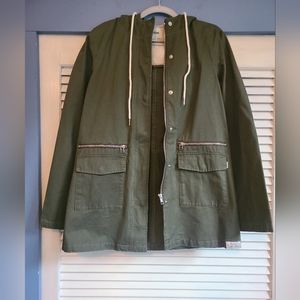 Rhythm olive green cargo jacket with fleece lined hood NWOT Size Medium